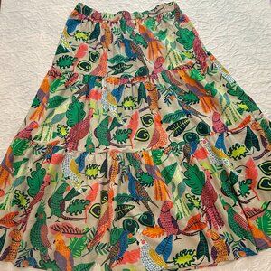 Oliphant Tiered Maxi Skirt Green Print XL